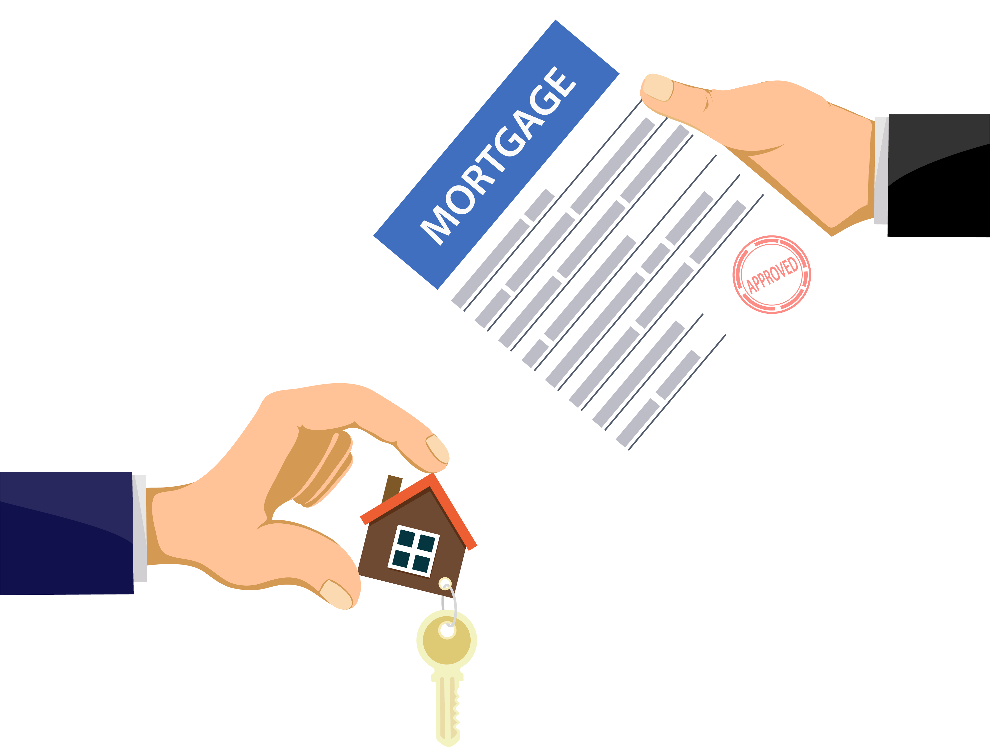 graphic hand keys signed mortgage closing